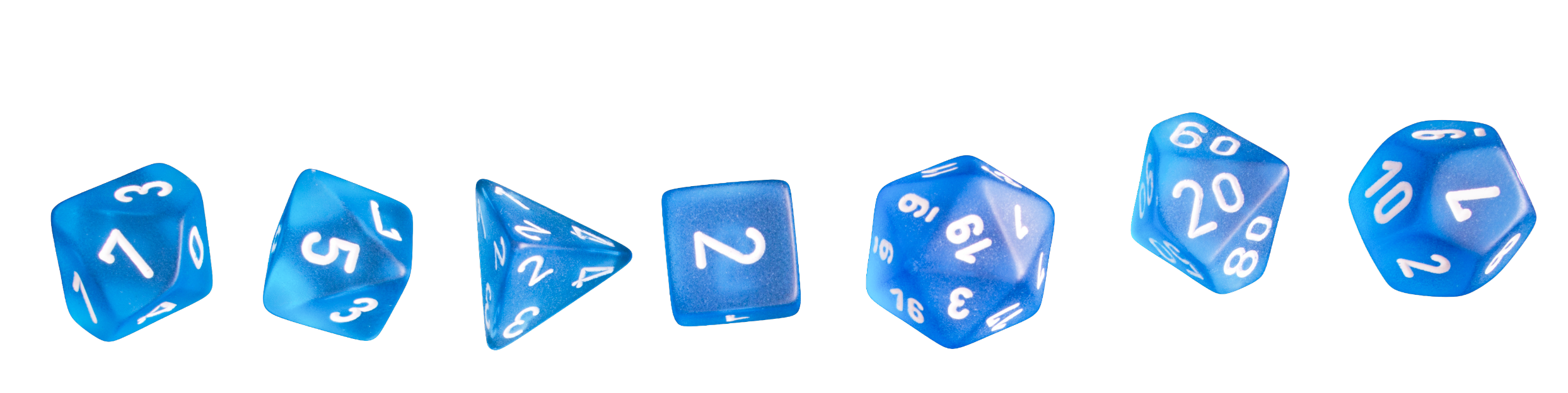 Translucent blue polyhedral quantum dice